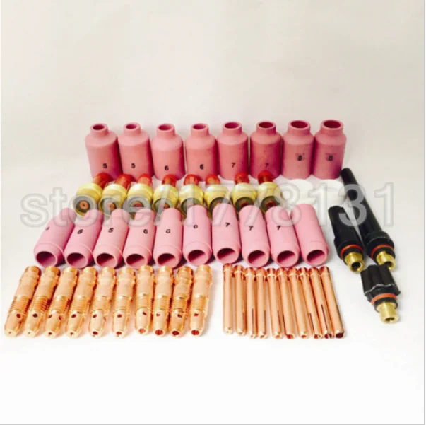 

Free shipping 51PCS TIG KIT & TIG Welding Torch Consumables Accessories Alumina Gas Lens, TIG Back Cap ,Collet Bodies, FIT WP 17