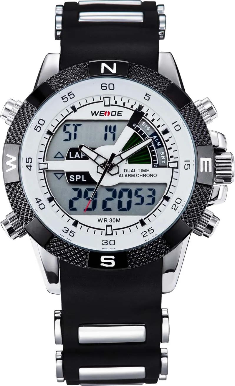 Вайде мужские часы лучший люксовый бренд цифровые автоматические часы мужчин противоударный водонепроницаемый часы кварцевые мужские спортивные наручные часы - Цвет: Белый
