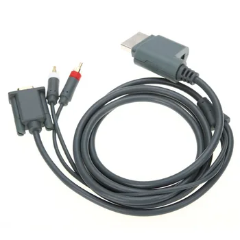 

100pcs lots HD Slim Video Audio AV PC Monitor VGA Cable Cord Connecter For Microsoft for Xbox 360 Xbox360 VGA + 2RCA