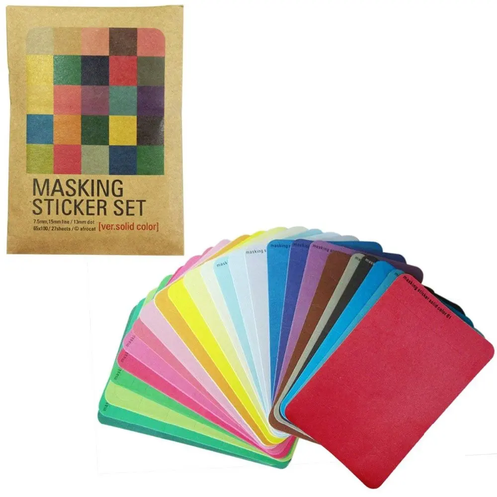 27 Sheets Korea Pretty Sticker , Cute Masking Sticker Set - Sticker Paper Colorful Paper Tape