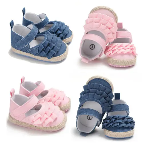 Summer Bowknot Newborn Girl Shoes Sandals ShoesToddler Baby Soft Sole Shoes Crib Prewalker Shoes Ruffles Summer