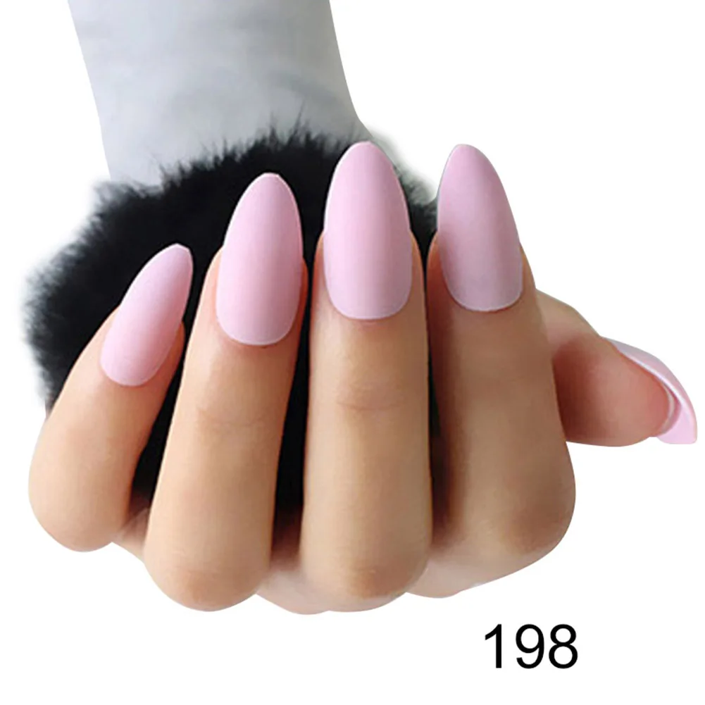 24 шт женские накладные ногти DIY матовые накладные ногти в форме капель NShopping - Цвет: 198