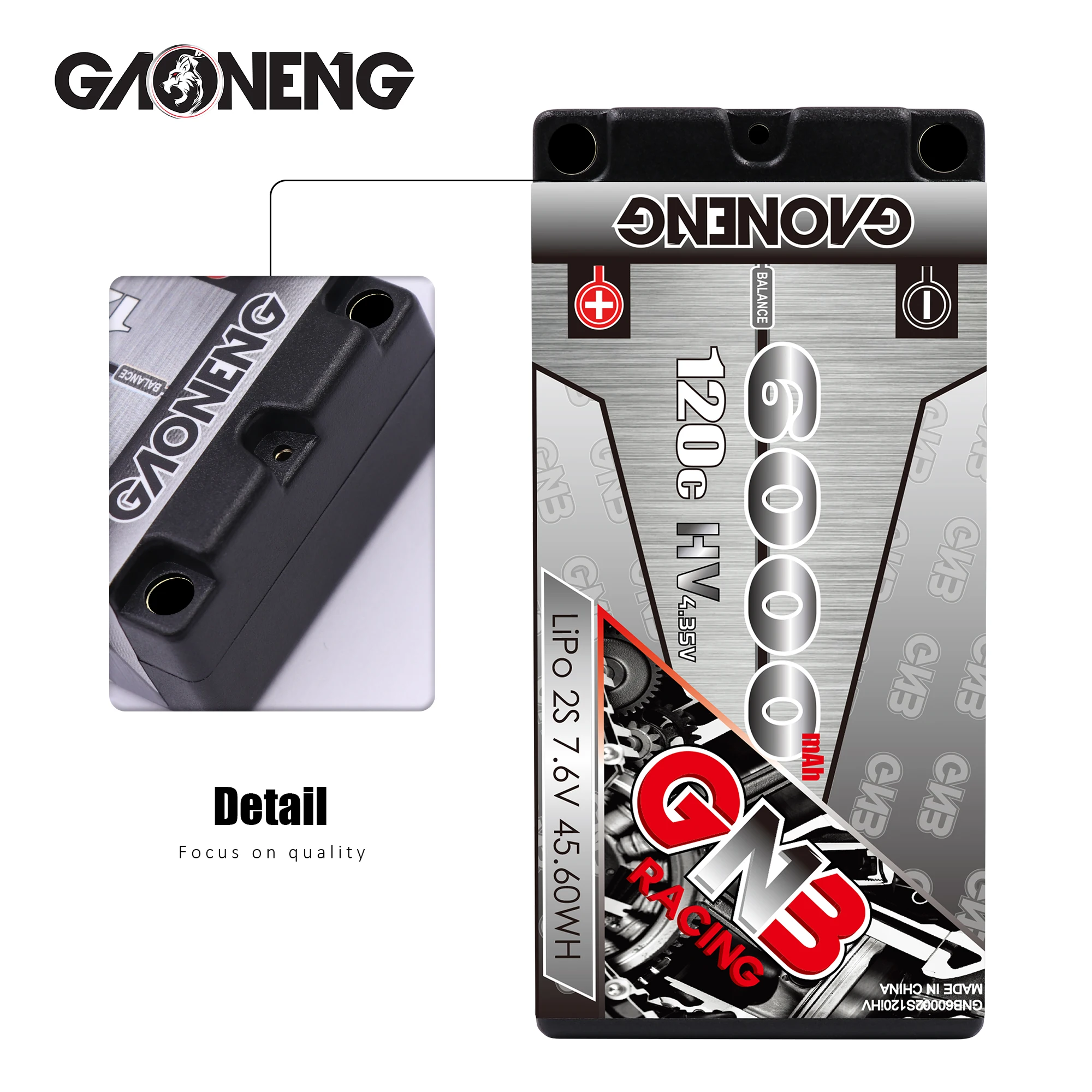 Gaoneng GNB 6000mAh 2S LiPo батарея 7,6 V HV 120C/240C жесткий чехол коротышка упаковка для 1/10 RC автомобилей B5M 22 RB6 22T SCT Запчасти для гоночных автомобилей