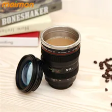 Neuheit Simulation Kameraobjektiv-becher Edelstahl Thermobecher Isolierte Reise Tee Kaffeetasse 400 ml Kreative Geschenk