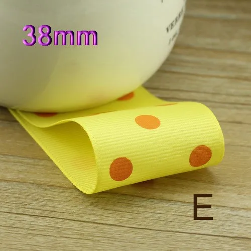 High quality 38mm Rib ribbon Single Face Dots satin ribbon DIY hair accessories Children package gift 5Mlot_14