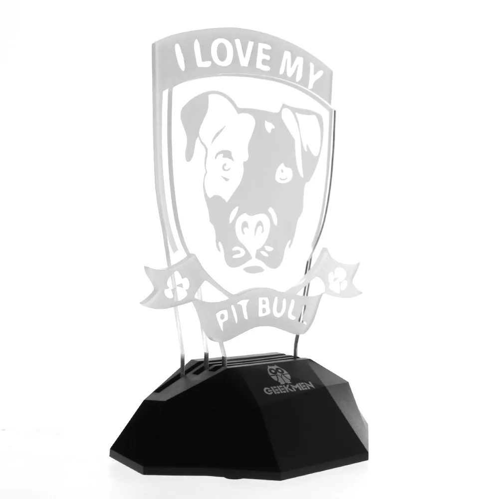 I Love My Pitbull 3D линейный светильник светодиодный ночной Светильник Pit бульдог порода дизайнерская лампа Новинка свет щенок настольная лампа