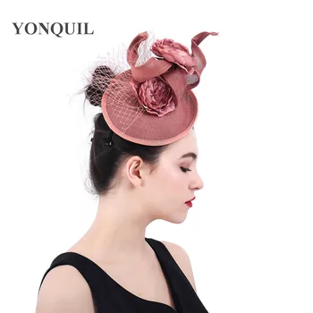 

Gorgeous ladies party dinner show headpiece with veils decor fashion fascinator hats hair clip bride party wedding chapeau cap
