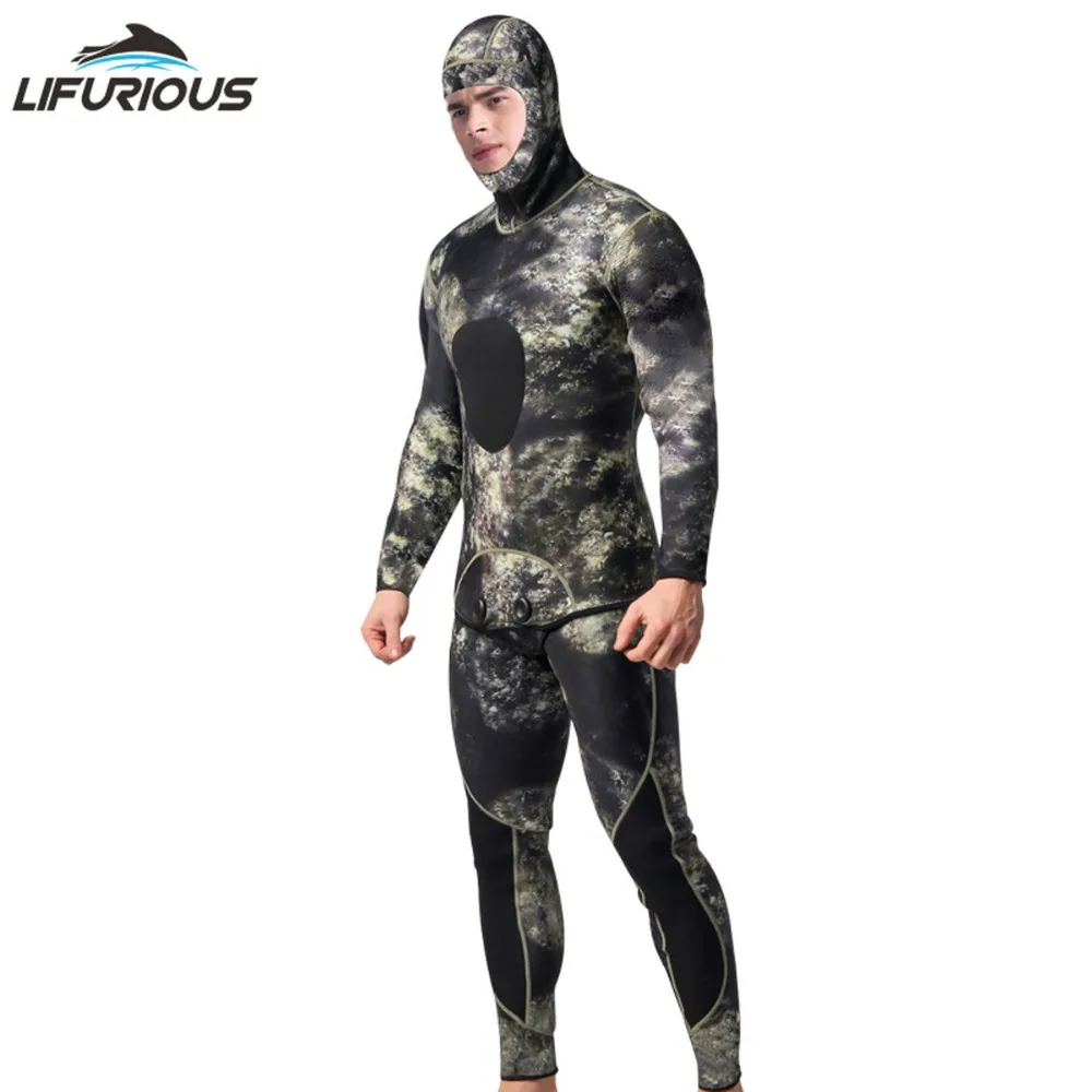 LIFURIOUS المهنية 3 مللي متر السباحة ملابس الغوص الرجال بدلة غطس انقسام الغوص غص السباحة Spearfishing تصفح بذلة المعدات