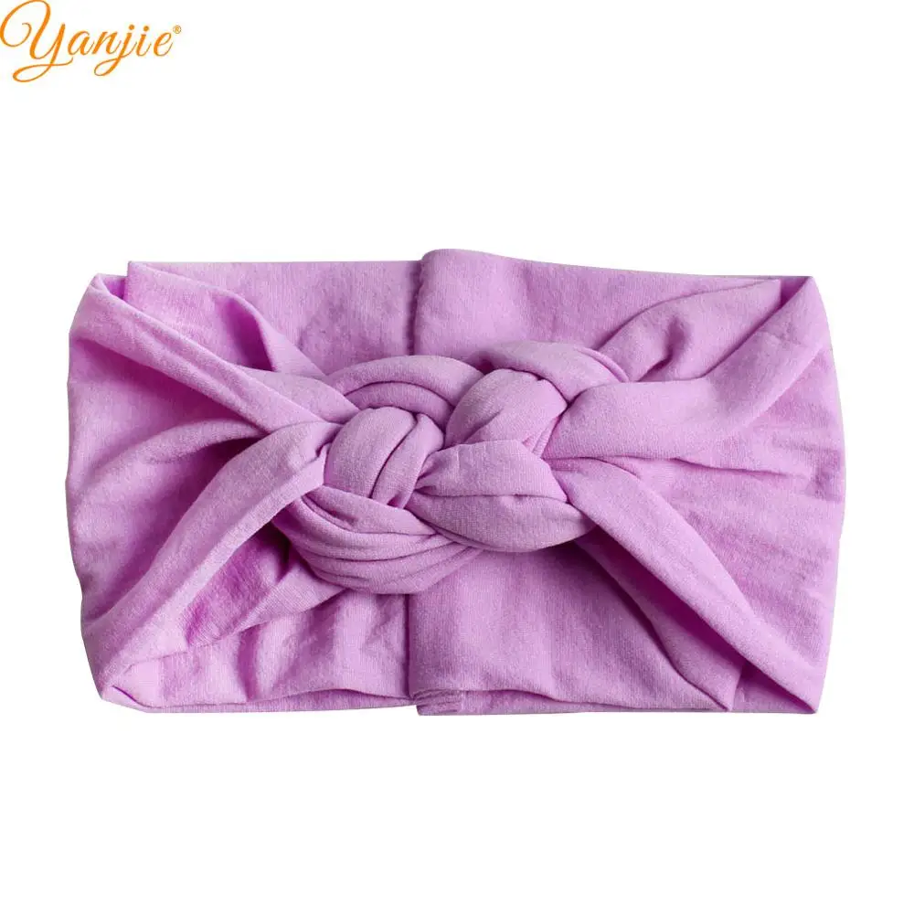 3 размера, мягкие нейлоновые повязки на голову с узлом для девочек, Детская эластичная повязка на голову, подарки на день рождения, однотонные аксессуары AutHair - Цвет: lavender