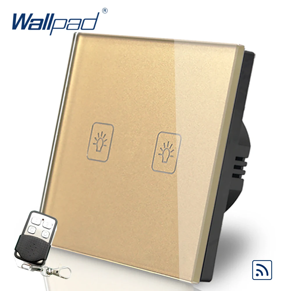 2 Gang 2 Way Remote Eu European Switch 110v 240v Wallpad Gold Glass Led 2 Gang 2 Way Touch