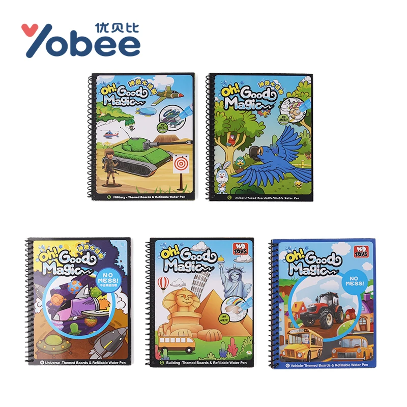 

8 Themed Boards Magic Book Water Draw Exercise Book doodle Reveal Coloring Painting Reusable Paper Book Drawing Toy for Children