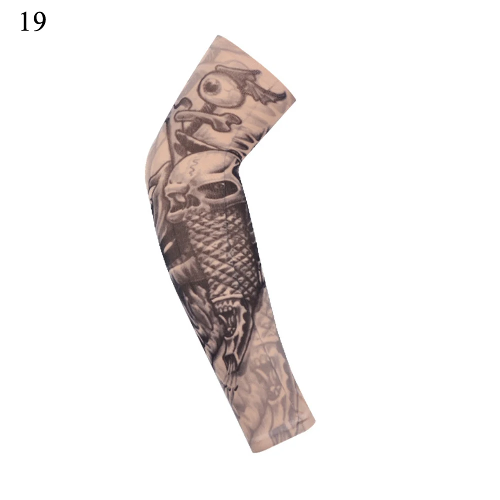 1 шт. модные 3D татуировки напечатаны нарукавники унисекс Открытый Велоспорт рукава руки УФ Защита Чехол для денег мультфильм наручная повязка - Цвет: 19