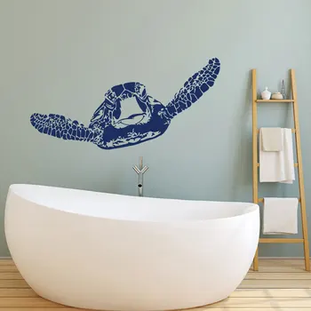 

Sea Turtle Wall Decals Marine Ocean Animals Nautical Home Decor For Bathroom Vinyl Wall Sticker Removable Waterproof Mural B706