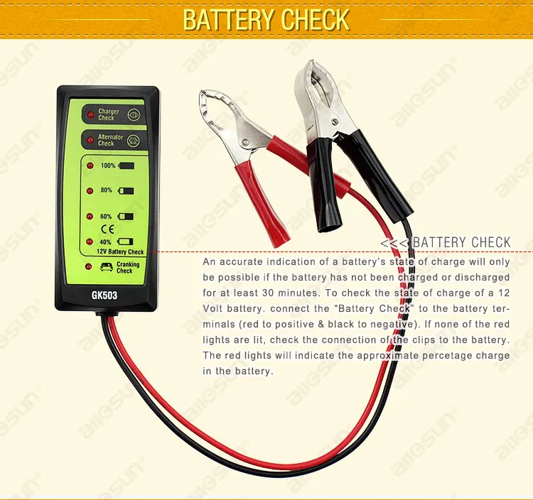 Все-солнце GK503 mини 12В Автомобильный/автомобиль Батарея тестер/генератор/сгибать уточняйте 6-светодиодный Дисплей легко Применение