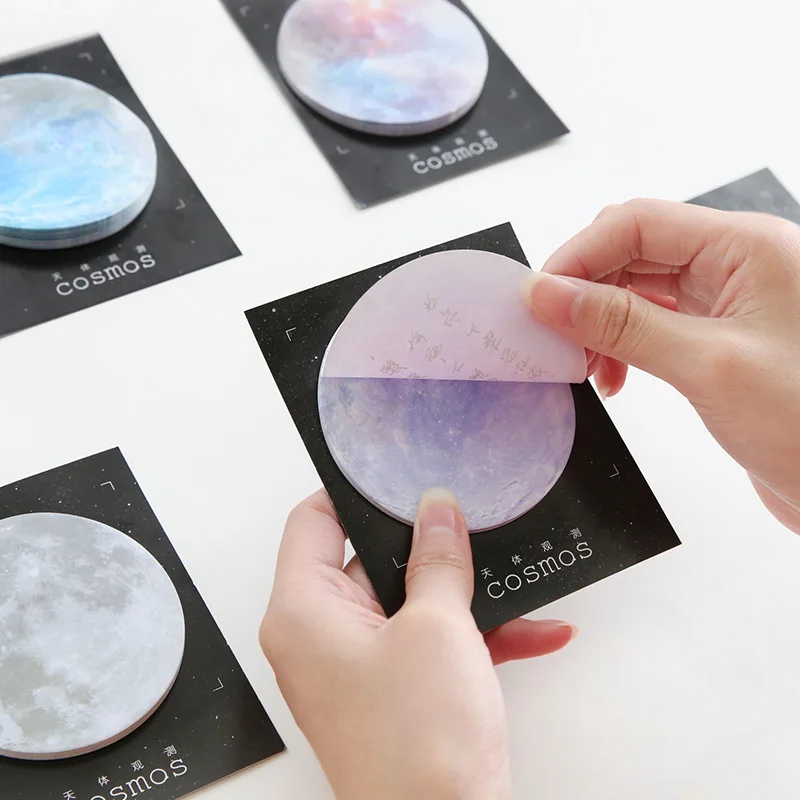 

4pcs Mixed Color Creative Celestial Body Sticker Notes 30 Sheets Memo Pads School Office Stationery Memos 76*76mm