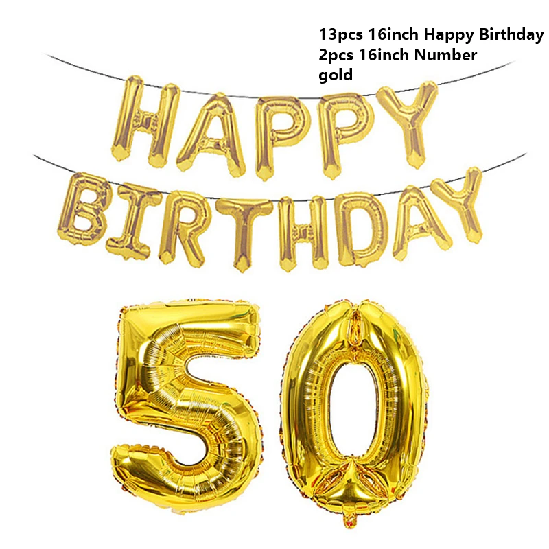 Новинка 60 50 30 18 лет шарики ко дню рождения с буквенным номером надувной шар День Рождения украшения для взрослых счастливый воздушный шар на день рождения - Цвет: HB-50th-gold