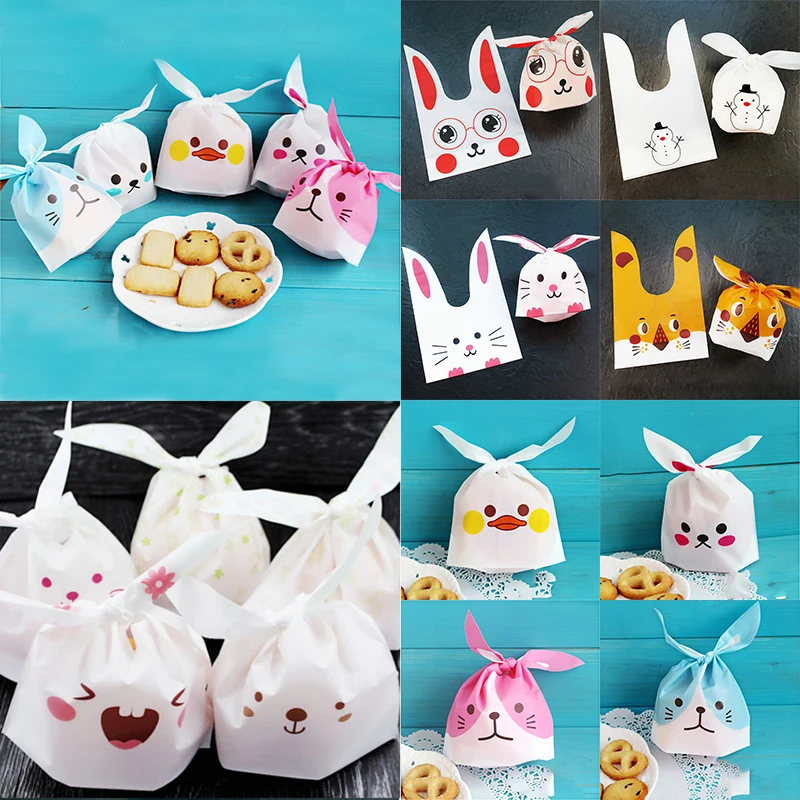 

Wedding Favors Baking Package Biscuits Cute For Candy Festival Supplies Gift Bags Rabbit Ear Snack 10PCS/Lot Cookie Bags