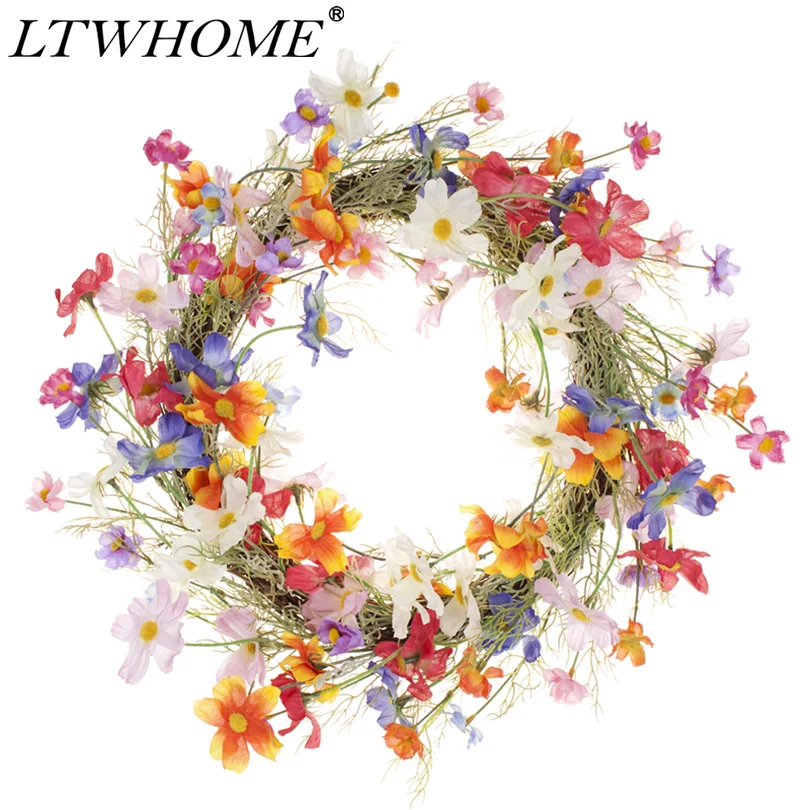 Wall Flowers for Front Door LTWHOME 17.8 Inch Handmade Spring Summer Wreath with Raspberries Mantelpiece Window Decoration Model: WHSTR