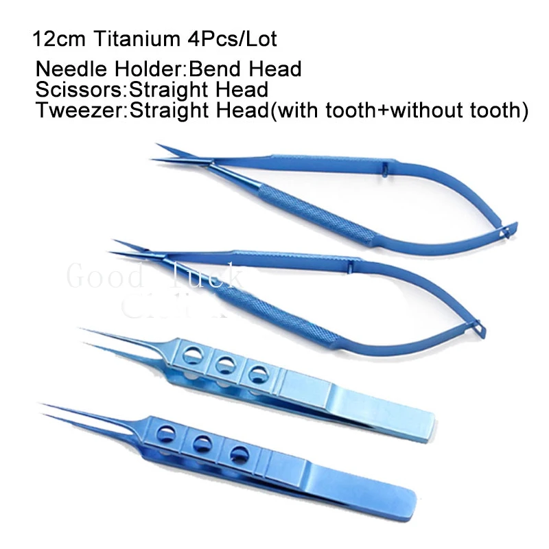 Tesoura + Agulha Titulares + Pinças de Titânio Centímetros Tlloy Instrumentos Cirúrgicos Ferramentas Cosméticos Instrumento Oftálmico 4 Pçs - Set 12.5 5 Cheap Instrumentos p pálpebra
