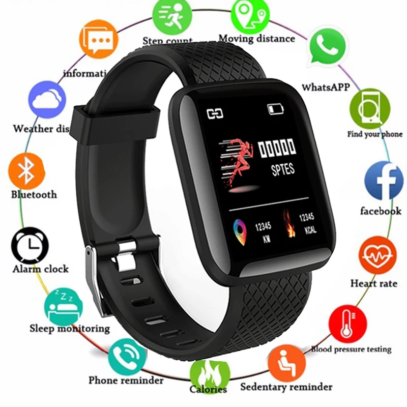 

116 PLUS Smart Bracelet Heart Rate Blood Pressure Monitor Wristbands Outdoor Sports Fitness Band Waterproof Smart Watch pk 115p