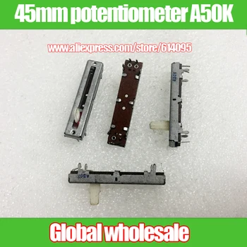 

6pcs 45MM straight slide fader single potentiometer A50K / 1-channel 50KA fader white handle 10MMC