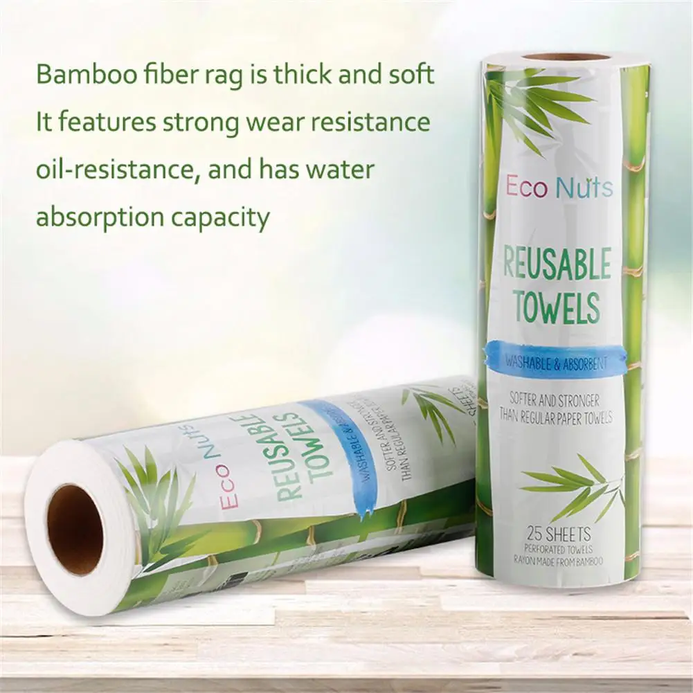 1 Roll Of Reusable Eco-Friendly Cleaning Wash Cloth Bamboo Fiber Cloth Dish Cloth Break Point Rag Furniture Items Kitchen Towel