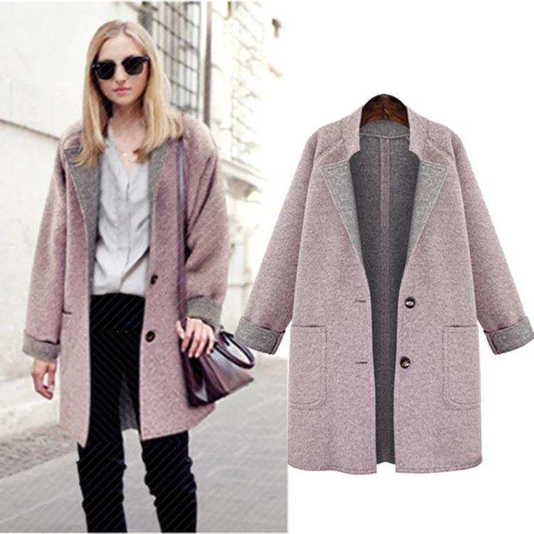 

XL-4XL Plus Size Casual Women Woolen Coat 2019 Autumn Winter Fashion Loose Wool Coat Big Size Female Outerwears New Jackets