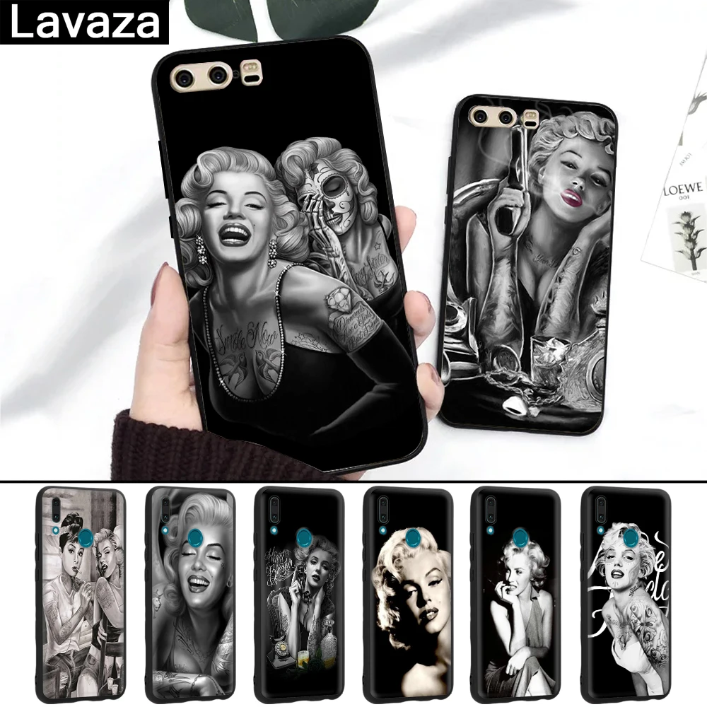 

Lavaza Marilyn Monroe tattoo Silicone Case for Huawei P8 Lite 2015 2017 P9 2016 Mini P10 P20 Pro P Smart 2019