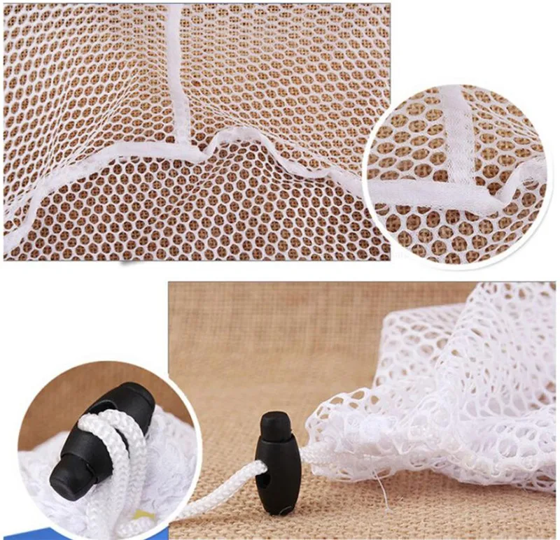 S-XL Large Drawstring Bra Underwear Laundry Bags Household Cleaning washing machine mesh holder bags white color drop ship