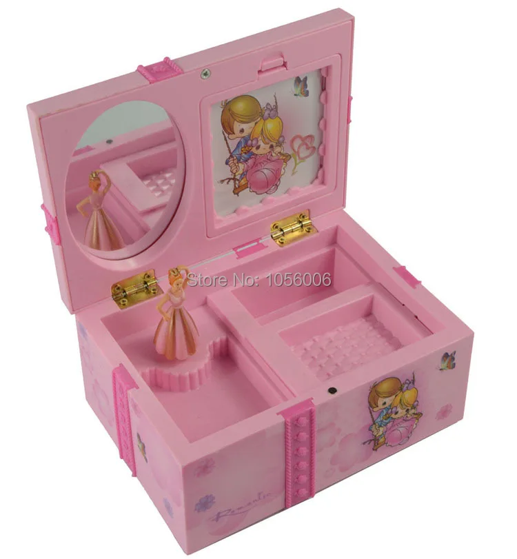 Dream Girl Music Box Childrens Musical Jewellery Box Rectangle Pink Ballerina Alice in Wonderland