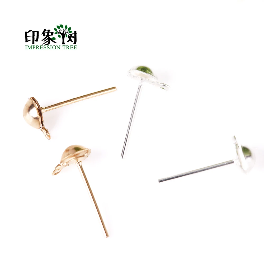 100g Ball Head Cap Earring Studs With Dangle Loop silver color Rose Gold Plated DIY Jewelry Making impression Tress 27018 | Украшения и