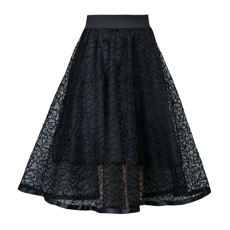 

New 2019 summer fashion Elastic High waist lace tutu skirts womens casual saias faldas Femininas Formal Jupe Femme tulle skirt