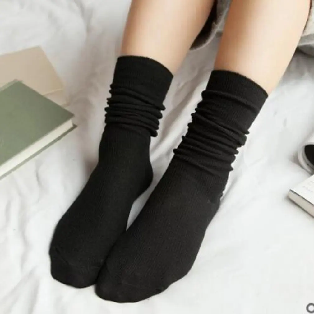 

2018 Autumn Winter Vintage Middle Socks Breathable Fashion Casual Pure Color Cotton Middle Socks Warm Fashions Socks