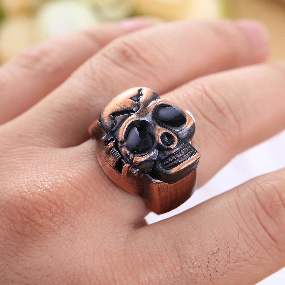 Палец череп кольцо часы Винтаж раскладушка пиратский череп дизайн женщина мужчина