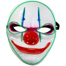 Клоун Карнавальная маска вечерние страшные клоуны маска Payday 2 Хэллоуин ужасный светодиодный светящийся Хэллоуин увлажняющая маска