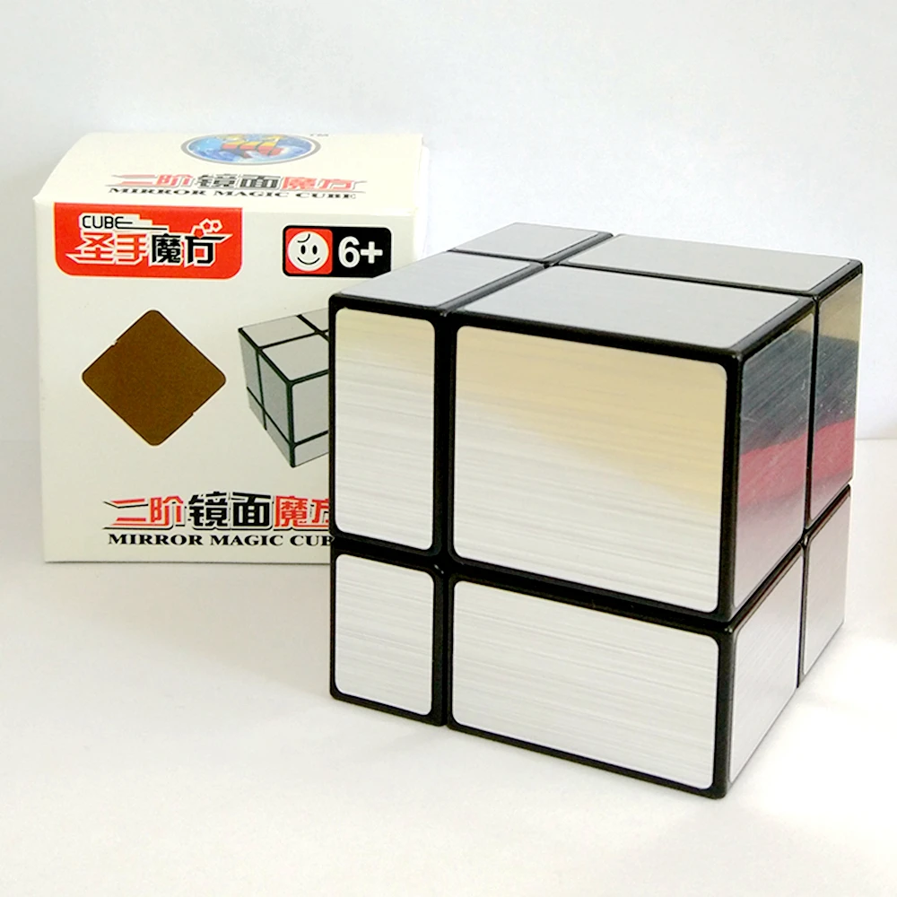 Shengshou 2x2x2 литые покрытием Зеркало Magic Cube Скорость игра-головоломка кубики Развивающие игрушки для детей -серебряный/золотой