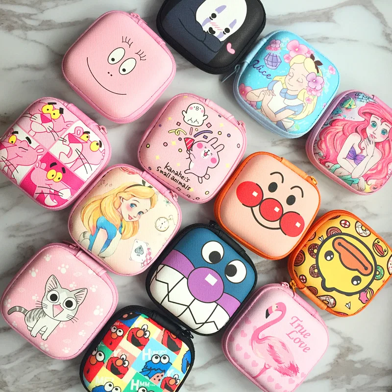 السفر بو الجلود لطيف الكرتون مصغرة تخزين أكياس الهاتف المحمول كابل يو اس بي سماعة حزمة عملات U القرص مربع البريدي قفل المنظم