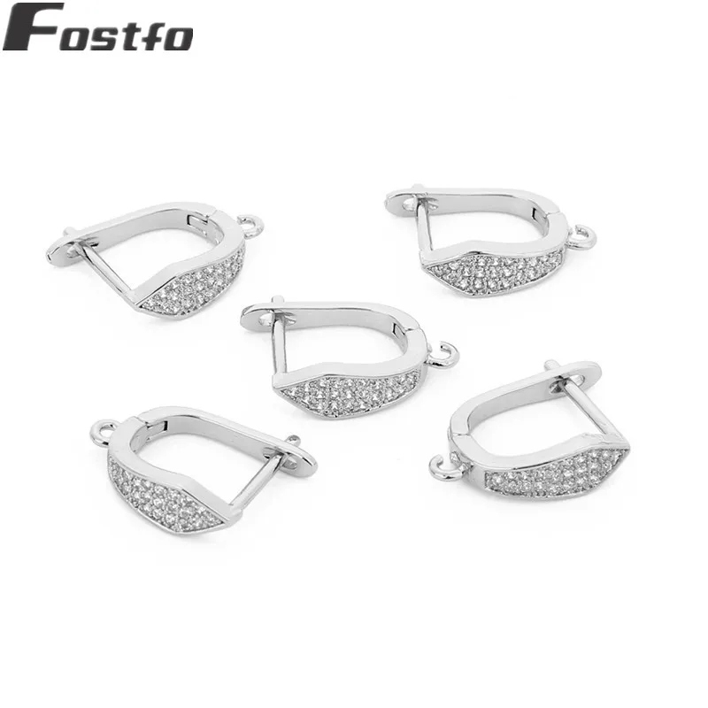 Серьги Крючки Fostfo 2 шт. 1 5*1 9 см золотого и серебряного цвета с кристаллами для
