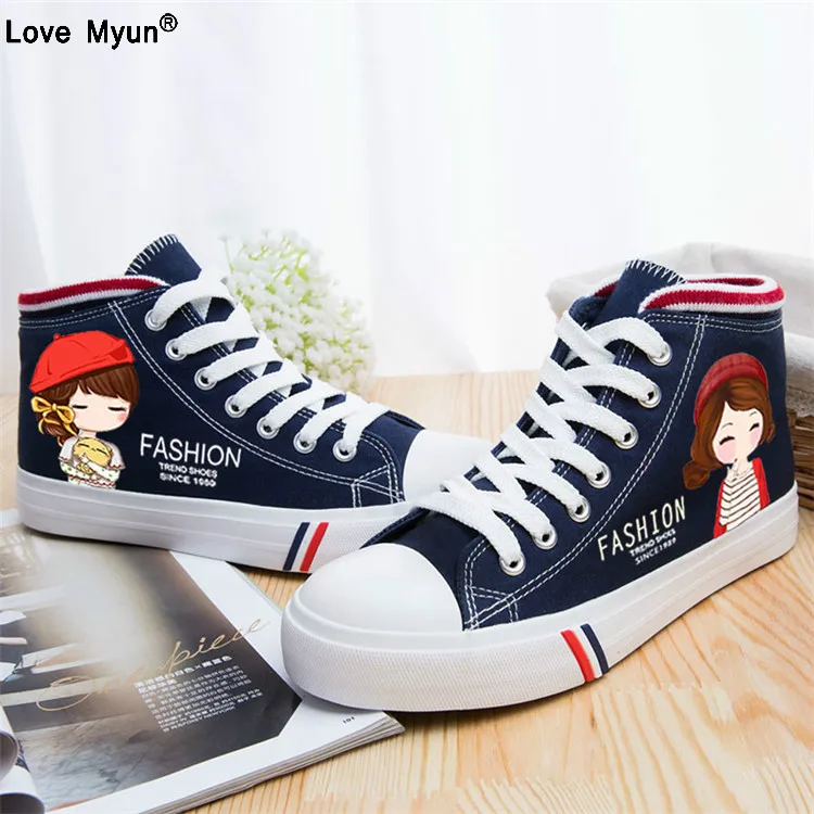 

2018 Spring Autumn Colorfull Rainbow style Casual Shoes For Women Vulcanized shoes clown shoes Performance High help shoe