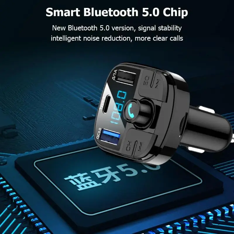BT29 автомобильный FM передатчик Bluetooth 5,0 CarKit MP3 аудио музыкальный плеер громкой связи Тип C зарядка Быстрая зарядка QC3.0 автомобильное зарядное устройство