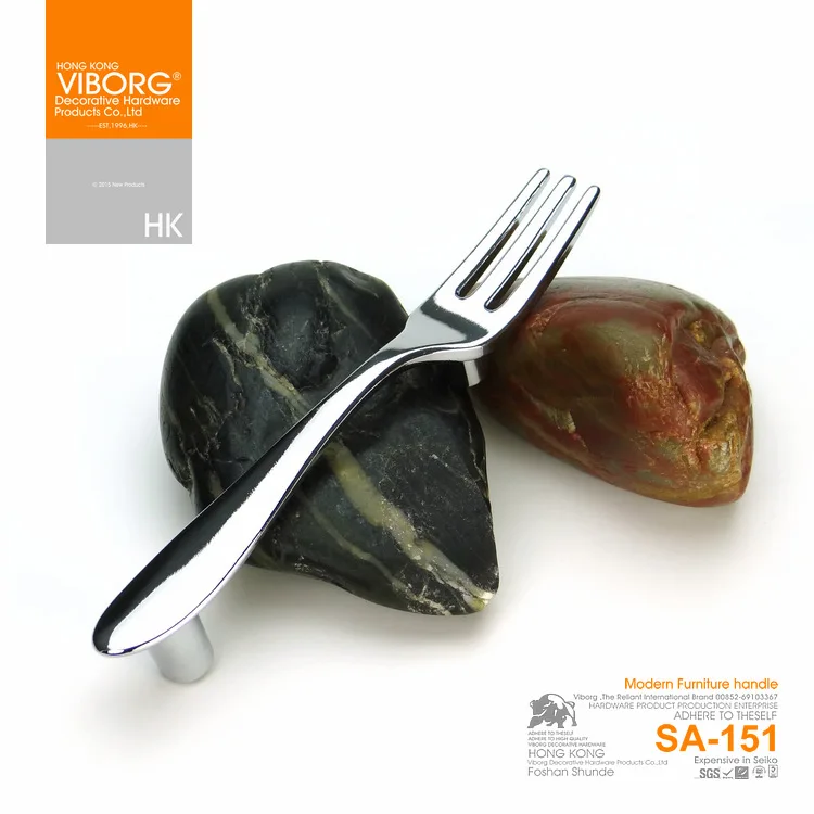 3-pack) VIBORG 76 мм Высокое качество современные кухонные ручки на Шкафы для дверей кабинета и шкафа ручки тянет, ложка+ вилка+ нож, хром