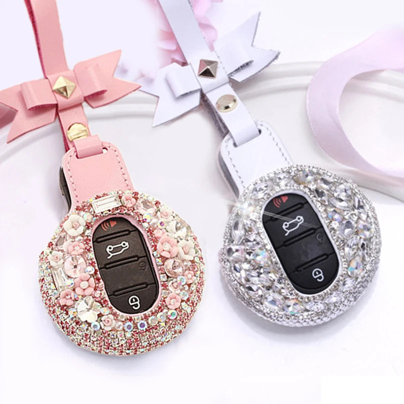 Auto Schlüssel Cover Hülle Case Cover Ring für Mini Cooper Lila