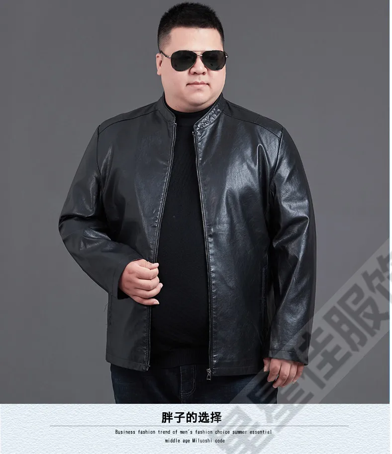 8XL 6XL 5XL корейской версии куртка мужская стенд воротник Тонкий Повседневная кожаная мужская кожаная куртка мужская мотоцикл куртка из