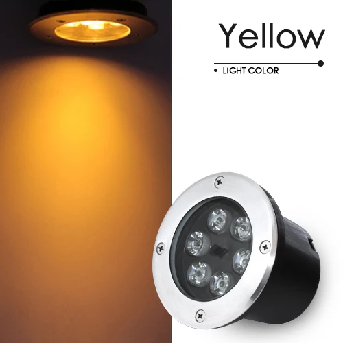 Yellow Светодиодный подземный светильник RGB декоративный открытый IP68 AC12V 24V утопленный водонепроницаемый светильник из нержавеющей стали - Испускаемый цвет: Yellow