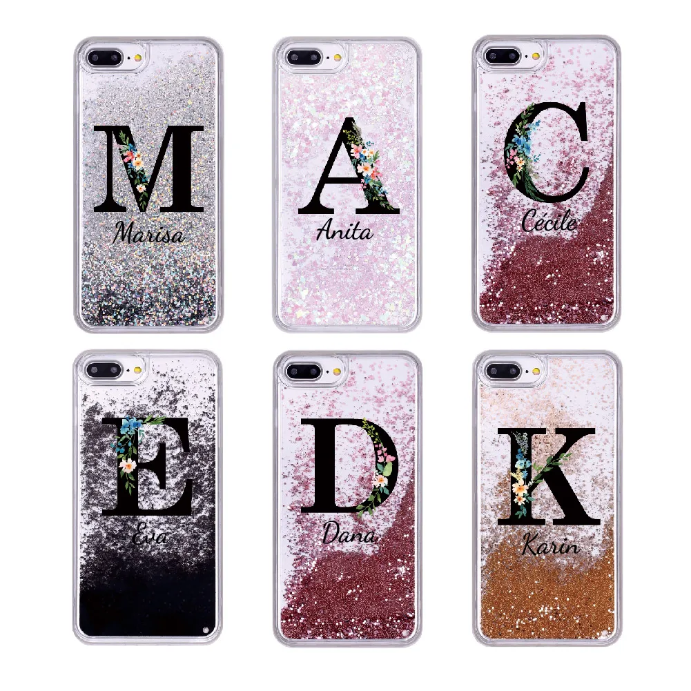 

Text Personalisation Custom Float Glitter Sparkle Rose Gold Floral Soft Phone Case For iPhone 6 6S XS Max 7 7Plus 8 8Plus X