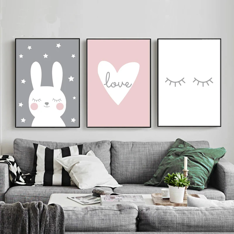 

Art canvas painting cartoon poster decorative painting picture no photo frame Nordic style children bedroom decorative wall Sale