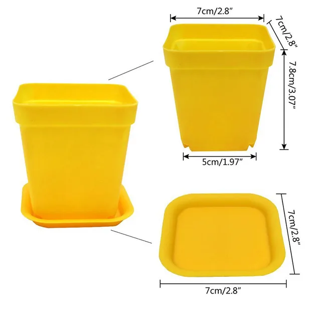 BAKHUK 16pcs Plastic Plant Pots with Saucer, Flower Pot, 3 sets Planting Tools as Gift,  7 Colors