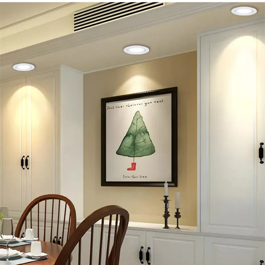 Светодиодный потолочный светильник, 3 Вт, 5 Вт, 7 Вт, 9 Вт, 12 Вт, Круглый встраиваемый светильник, 220 В, белый/теплый белый светодиодный светильник для спальни, кухни, внутреннего освещения