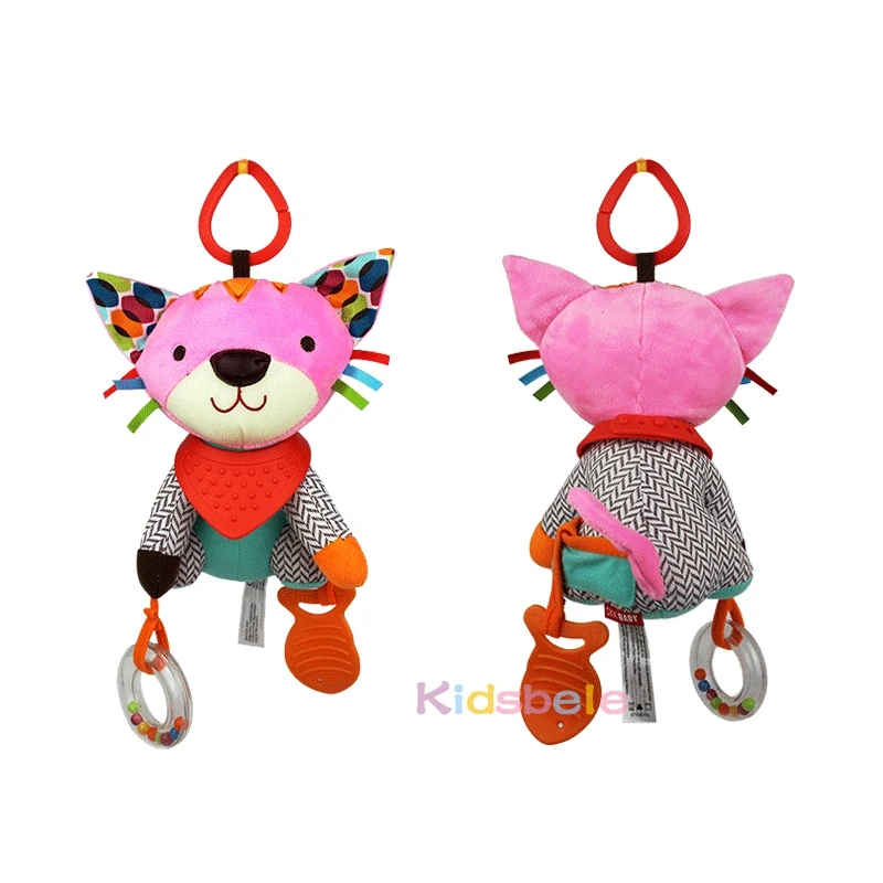 Infant Rattles Baby Toys Handbell Strollers For Doll Plush Toy For Newborns Cartoon Animals Squeaky Sound Toys Grasp Playing Toy