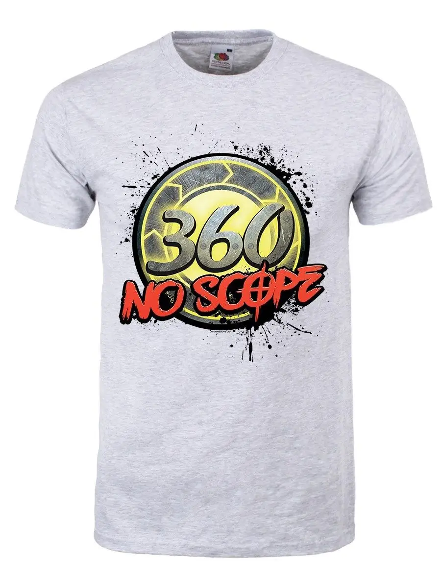 Мужская серая футболка 360 No Scope футболки из 100% хлопка брендовая одежда топы с